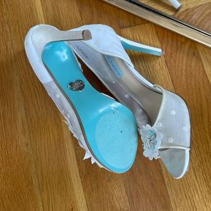 Betsey Johnson Peep Toe White Heels